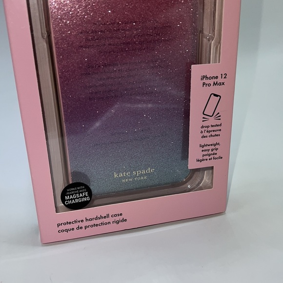 ✨2XHP✨NWT KATE SPADE IPHONE 12 PRO MAX HARDSHELL CASE IN PINK/PUR GLITTER - Picture 2 of 6